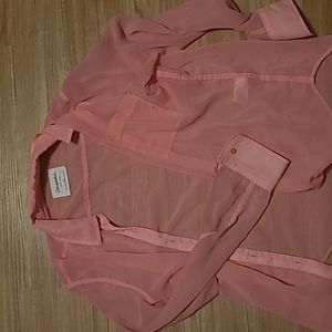 Sheer pink long sleeve top size Med